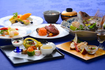 お料理は、季節の食材をふんだんにしようした当館ならではの会席料理をご提供しています。