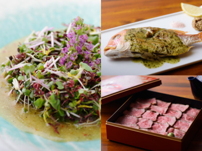 こだわりの食材の数々を使った料理を提供。